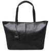 [Register] Leather Tote Bag, Large Capacity, Zippered, A4 Size, Bottom Studs, PC Pocket, Water-Repellent, Lightweight, Black, 7001