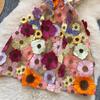Nischenhaftes Französisches Designgefühl Dreidimensionales Blumennetz Stickerei Taille Schlank Träger A-Linie Kleid Kurzer Rock