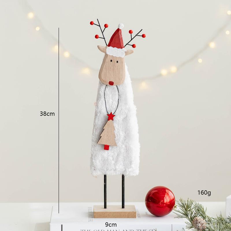 Wool Felt Nordic Ornaments Wood Christmas Tree Elk Old Man Snowman Sheep Felt Ornaments Xmas Decorations For Home Doll Decor