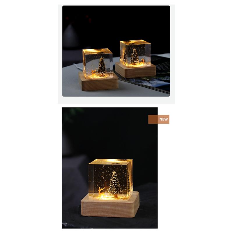 M-Modern-Table Art Deco Cube Christmas Tree Figurines Interior Room Table Glow Decorated Gifts