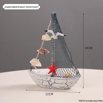 Mediterranean Wooden Mini Sailboat Decor