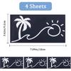 GORGECRAFT 4 Sheets Sunset Graphics & Decals Sun and Wave Decal Palm Trees Wall Decal Waterproof Reflective Coconut Tree with Sun Car Decorative