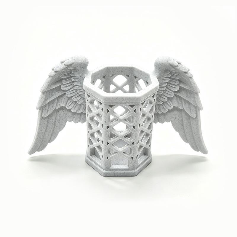Desktop Angel Wing Ornament Plastic Angel Wings Pen Holder Hollow Decorative Makeup Brush Holder Stable Desk Organizer Office
