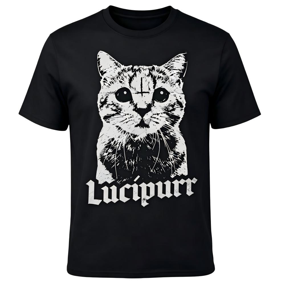Men's Lucipurr Distressed Cat Graphic T-Shirt