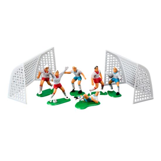 

Миниатюрные фигурки футболистов Модель футбольных ворот Декорация железнодорожного пейзажа