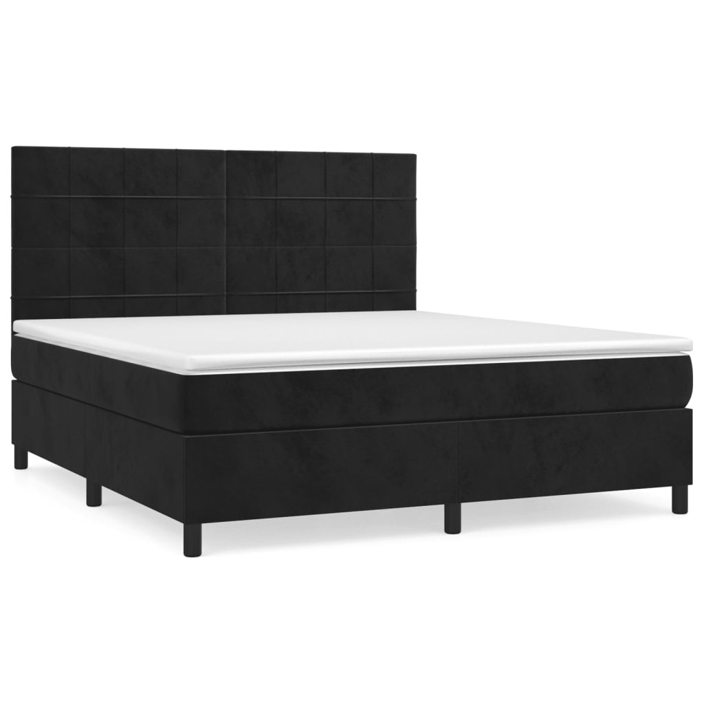 Box Spring Bed with Mattress Black 160x200 cm Velvet
