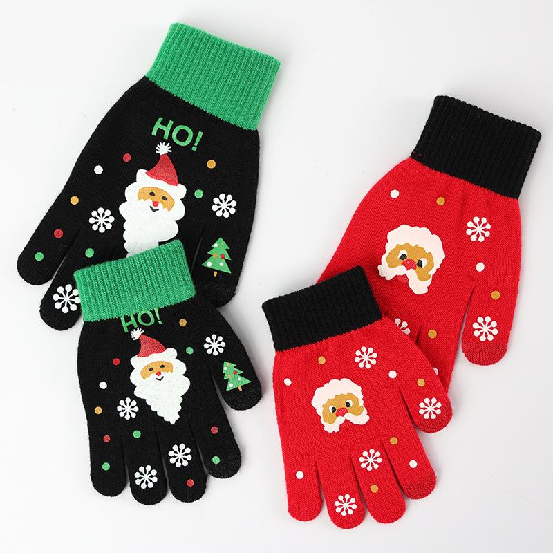 Christmas 2025 Knitted Five-finger Gloves Warm Thick Cute Riding Merry Christmas Gifts Kids Adults Xmas Ornaments 2026 Year New