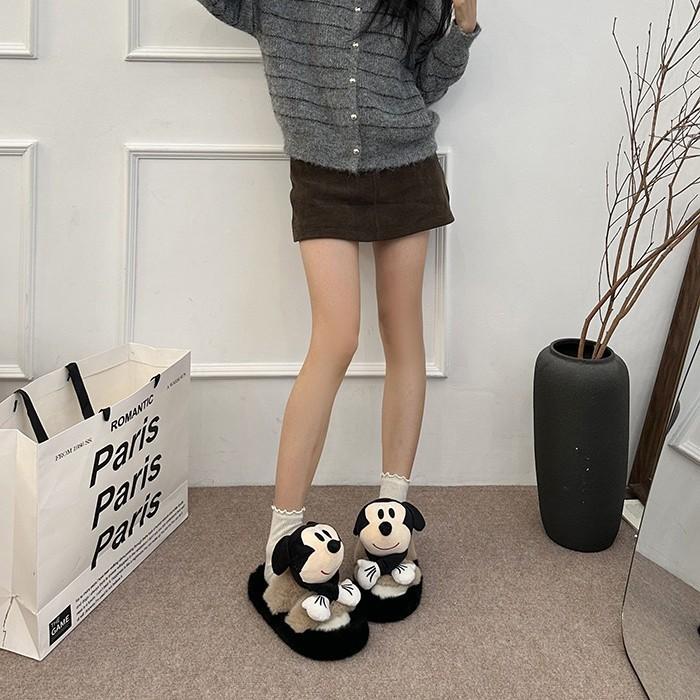 Fashion Cartoon Casual Bag Head Fluffy Slippers 2025 Autumn and Winter Suede Cute Cartoon Outer Wear Home Cotton Slippers