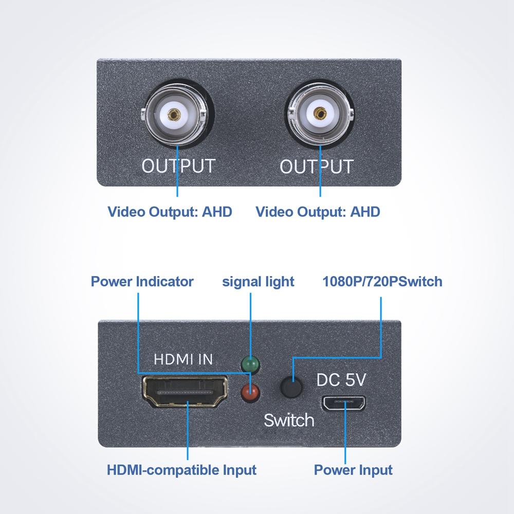 4K HDMI To AHD Converter 4K 60Hz HDMI Input To 1080p Video Display BNC AHD Out for Computer PC Camera DVR To TV Monitor