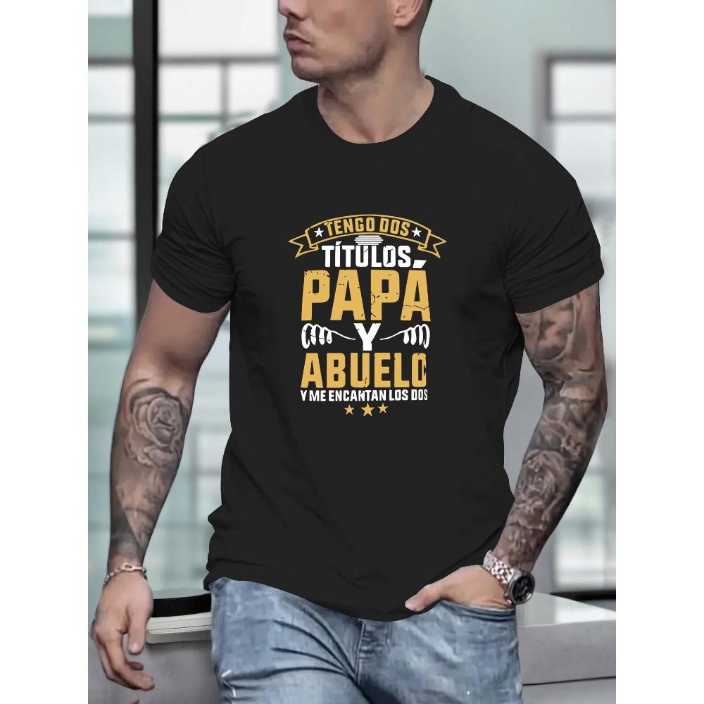 

European sizes [Trendy Letter Print Tee] Summer Trendy PAPA Letter Print Men s Crew Neck Short Sleeve Tees - Casual Lightweight Comfortable Top 4XL чорний