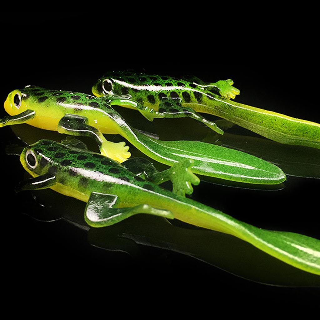 5pcs Simulated Giant Salamander Floating Lures Green Lizard Silicone Bait Swimbait Artificial Bait Fishing Accessories