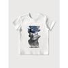 European Size Childrens Crew-neck Short-sleeved T-shirt with Artistic Pattern Print