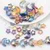 Moon and Star Glass Beads Set: Iridescent DIY Bracelet & Necklace Kit
