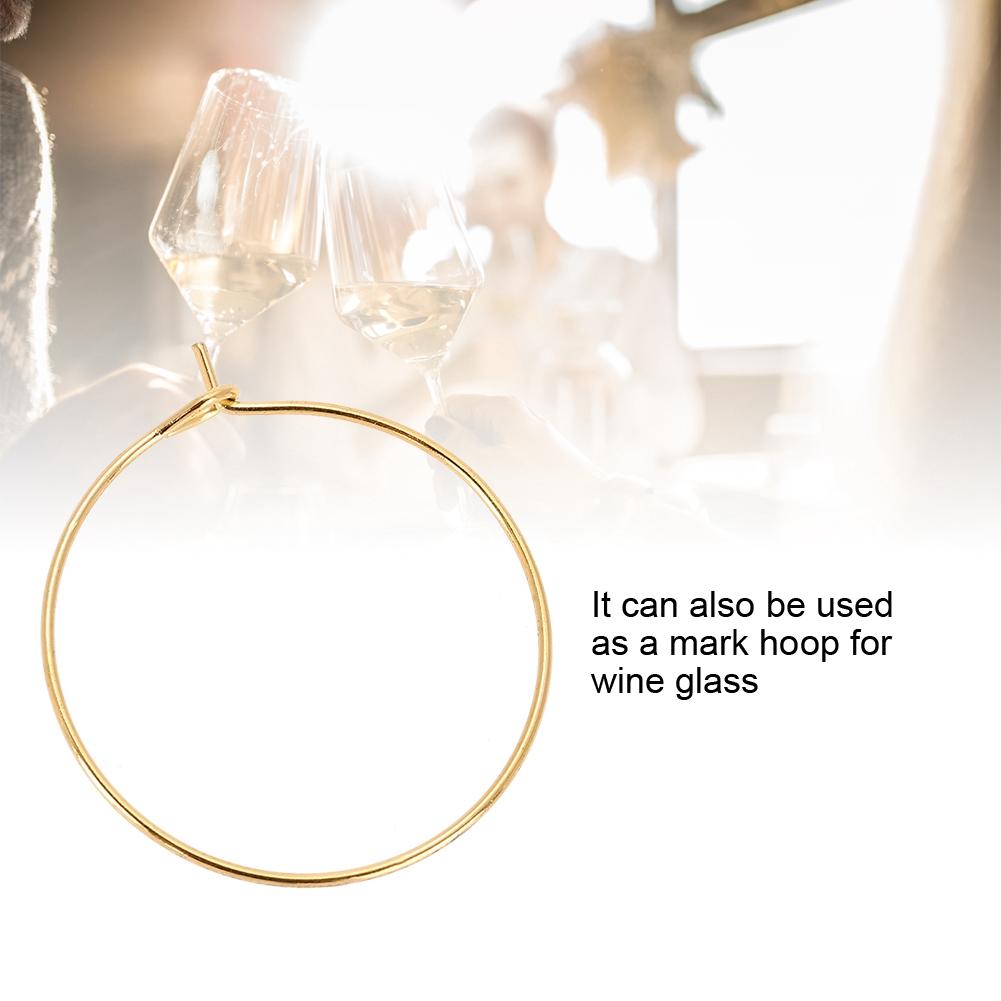 100 Pcs Steel Circle Earring Loops Wine Glass Hoop Ring Jewelry Findings (Gold, 30 * 25mm)