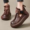 Fashion GKTINOO Retro Sandals 2025 Summer New Round Toe Genuine Leather Comfortable Thick Bottom 6cm Women's Platform Shoes