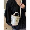 Vintage Red PU Leather Mini Handbags  Summer New Barrel-shaped Crossbody Bag Women Fashion Phone Purse