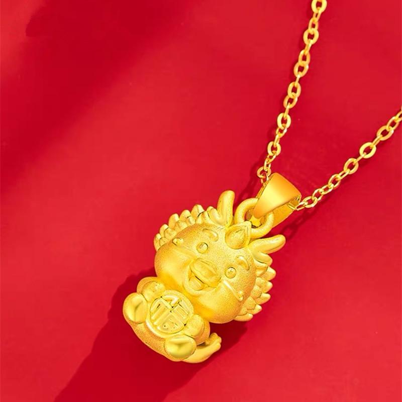 Fu Long Necklace: Chinese Zodiac Dragon Pendant for Women, Light Luxury Style, Perfect Year of the Dragon Birth Year Gift