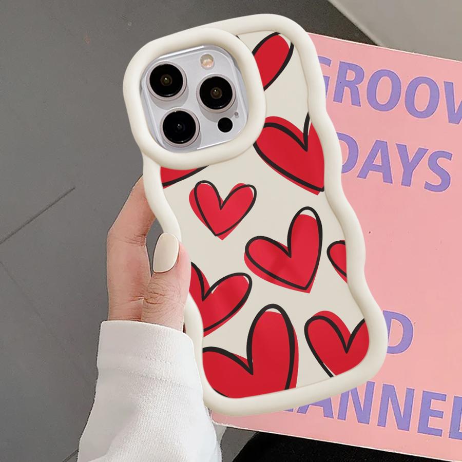 Soft Phone Cover Case for iPhone 11 14 16 Pro Max 12 8 13 17 Air XR 15 Plus Love Heart