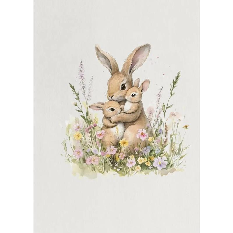 Vintage Style Easter Rabbit Posters Frameless Prints Canvas Painting Wall Art Pictures Home Room Antique Nursery Decoration