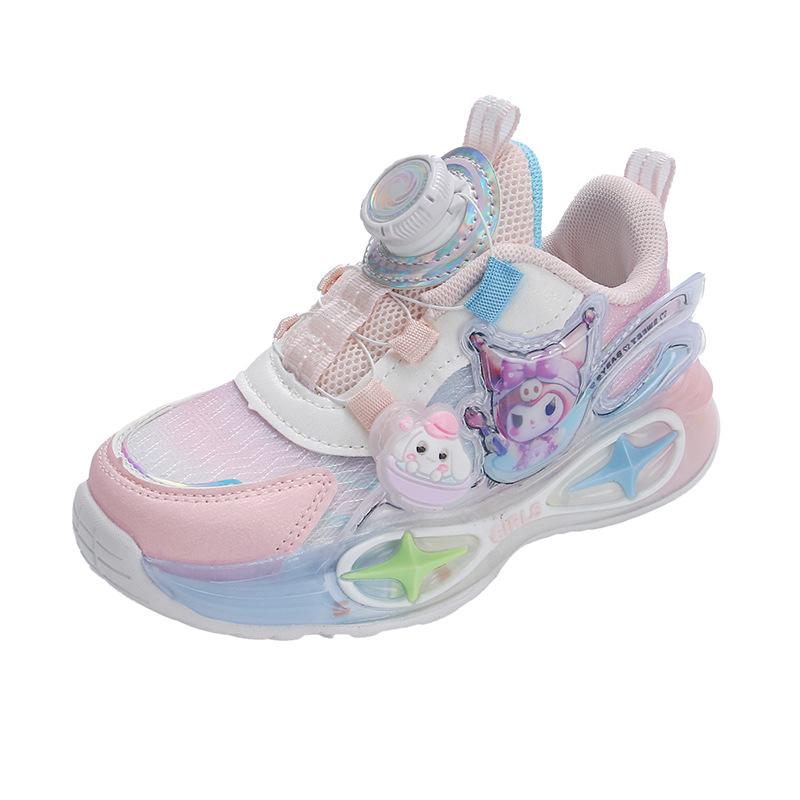 Light-up girls' sneakers, mesh, breathable, lightweight, versatile girls' shoes, trendy shoes for young girls