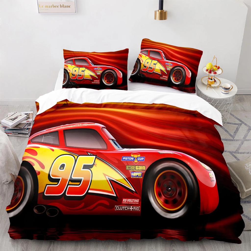 Cars Lightning McQueen 3D Children's Bedding Set 3-piece Set 1 Quilt Cover 100% Polyester Home Decor Cartoon