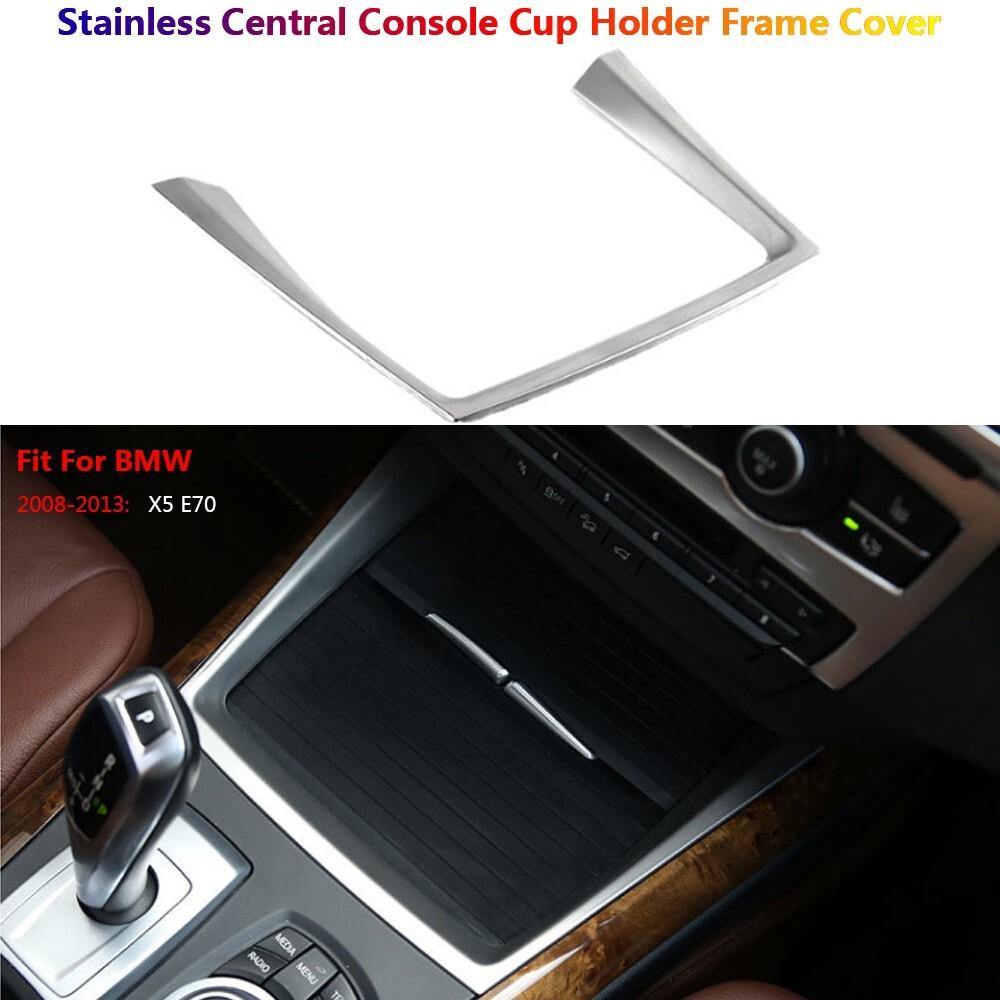 Stainless Steel For BMW X5 E70 Car Center Console Cup Holder Panel Cover Trims