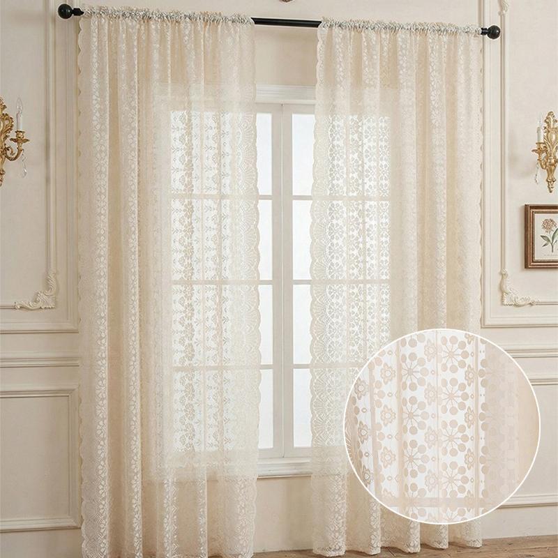 

New 1/2pcs White European Luxury Living Room Curtain,Non Perforated French Curtains-Privacy & Light Filtering, Machine Washable W140xH100cm&Rod Pocket&1pc
