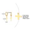 Dainty Minimalist Gold Color Dangling Cross Shaped Charm Huggie Pierced Hoop Earrings For Guy Men Women Jewelry