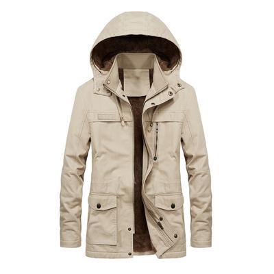 Veste Homme Mi-longue en Polaire Veste Coupe-vent Homme à Capuche
