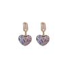 Silver Needle European and American Zircon Diamond-encrusted Love Earrings Sweet Fashion Temperament Earrings Mori High-end Earrings Women