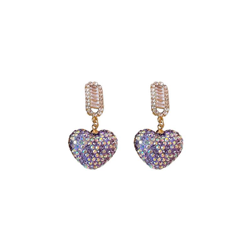 Silver Needle European and American Zircon Diamond-encrusted Love Earrings Sweet Fashion Temperament Earrings Mori High-end Earrings Women