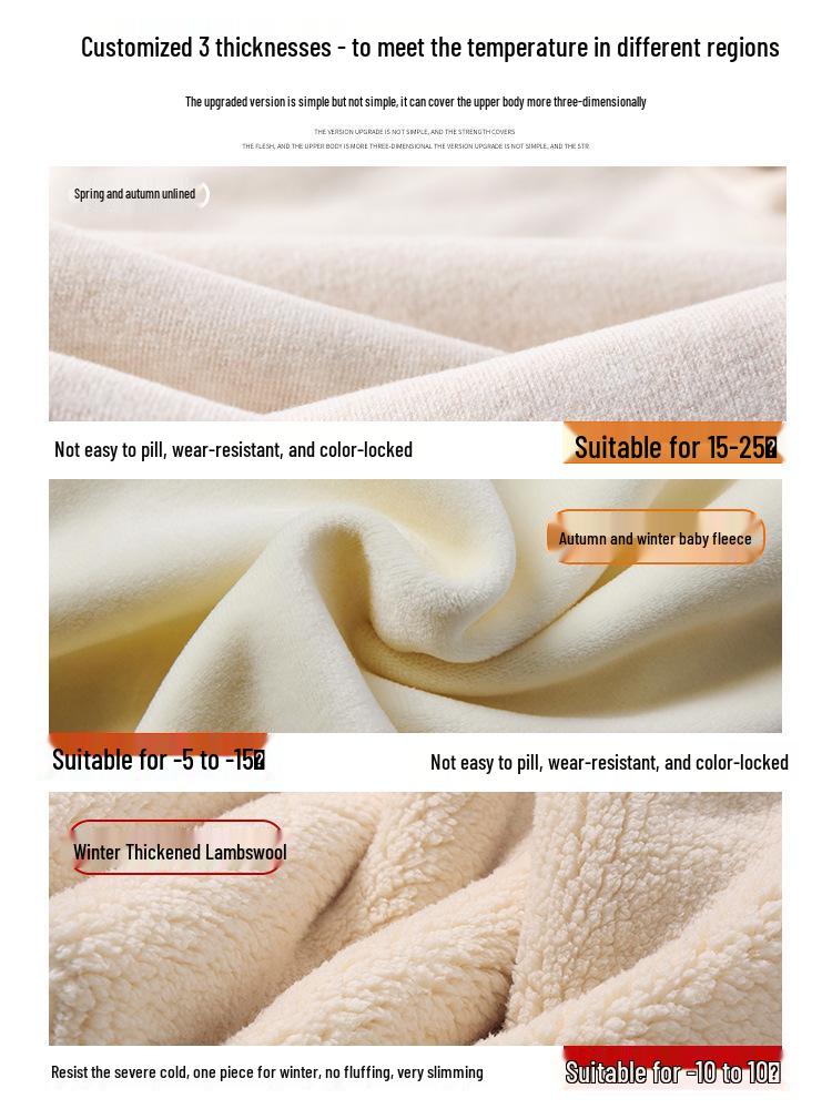 Women's High-Waisted Fleece-Lined Wide-Leg Rice Cotton Pants for Autumn/Winter 2025