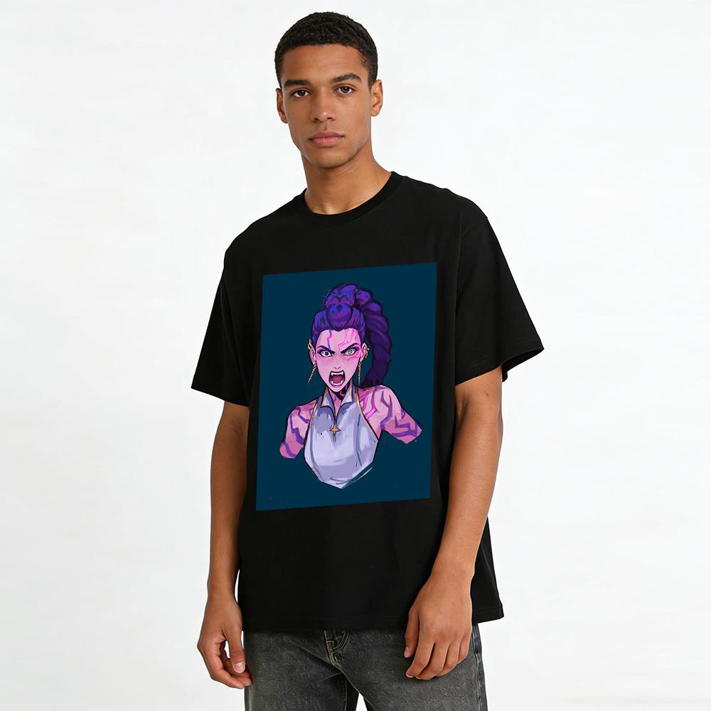 Furious Purple Vein Heterochromia Girl Print Trendy Sleeveless Top Street Style Unisex Breathable Vest Pure cotton T-shirt