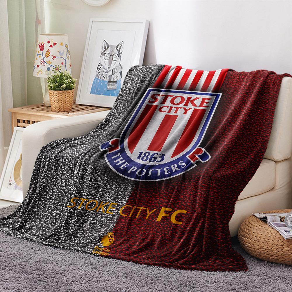 Stoke City Football Club Flanelldecke mit Aufdruck, Hohe Qualität, Bequem für alle Jahreszeiten, Heimdekoration, Wärme und Komfort