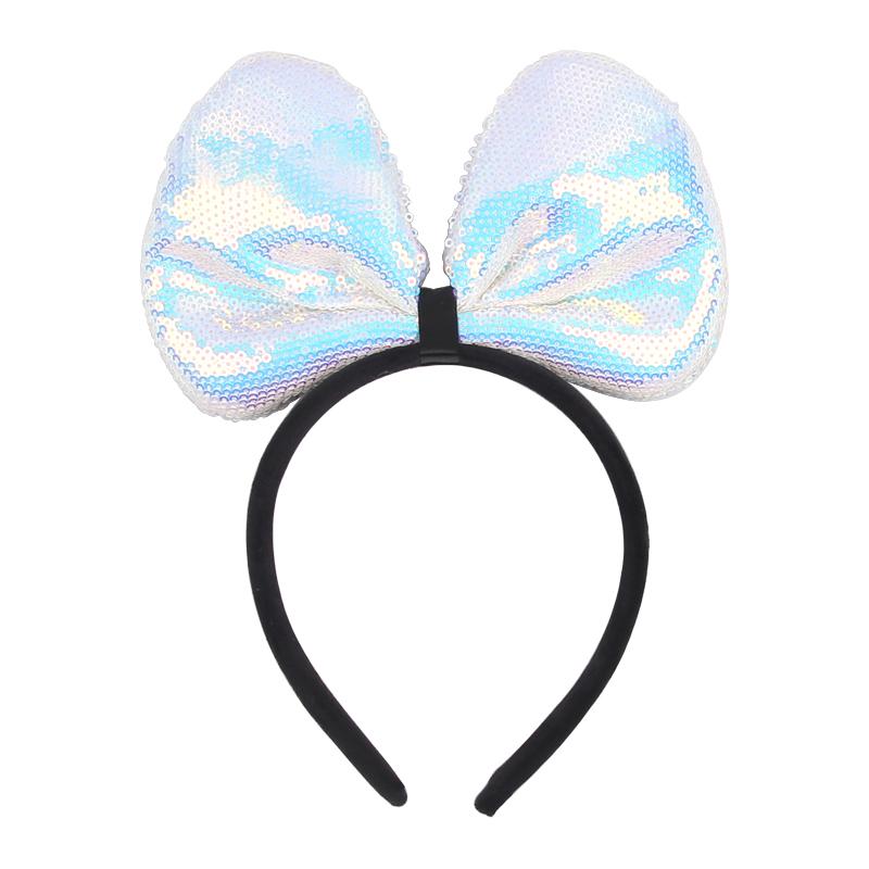 Modna Opaska Syrenka Disney Dziecięca Letnia 7'' Kokarda Metaliczna Duża Kokarda Opaska Nakrycie Głowy Dziewczęca Festiwalowa Imprezowa DIY Akcesoria do Włosów