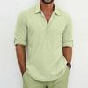 Spring and Summer Men's Solid Color Lapel Shirt Casual Fashion Long-sleeved Shirt Top