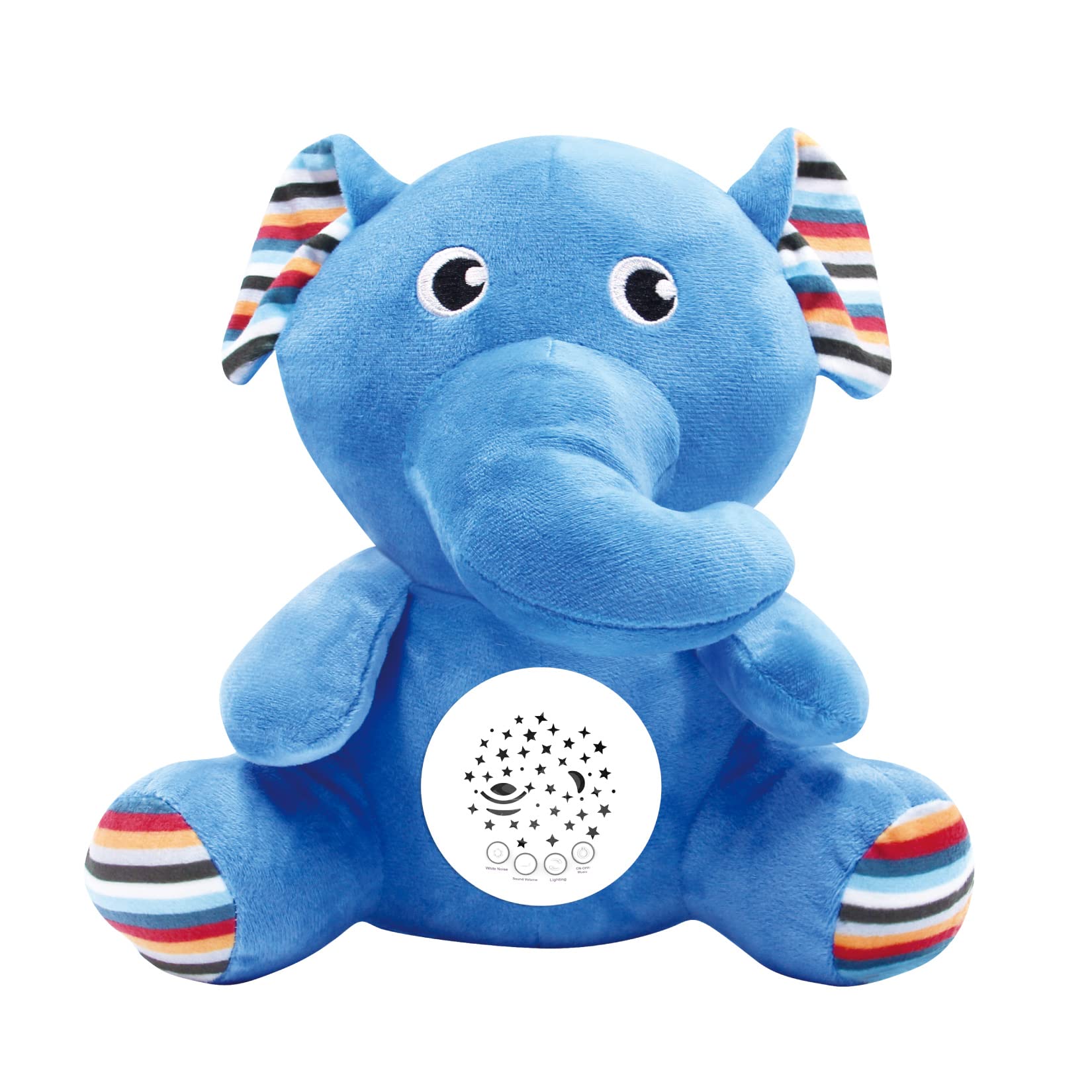 

ROBOT PLAZA Плюшевая игрушка для сна младенца, возраст 0+, планетарий, мелодия, сердцебиение, подарок на детский праздник (Слон)