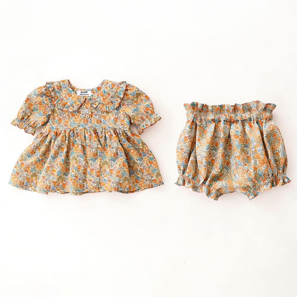 Summer Baby Girl Clothing Suit Cute Floral Cotton Blouse + Shorts Toddler Girl Outfits