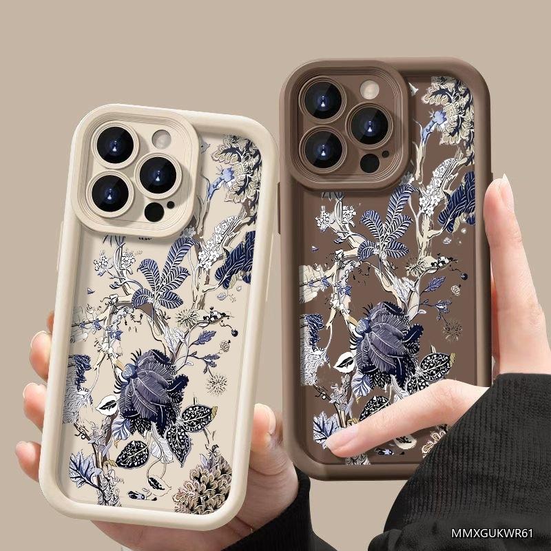 Anti-Fall Phone Case Blue Flower For Samsung Galaxy S26 S25 Ultra S24 FE S23 S22 S21 Plus A17 A37 A57 A56 A55 A54 Silicone Cover