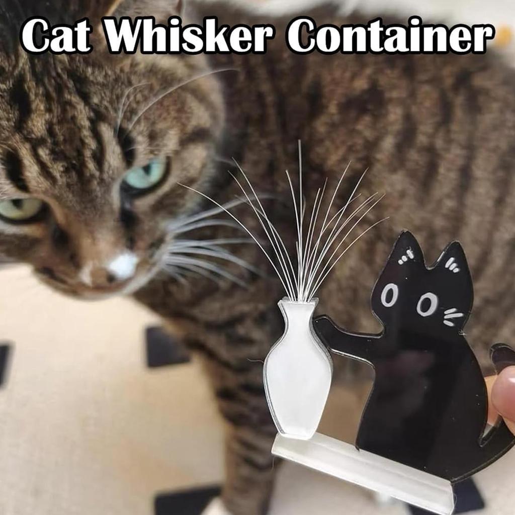 Acrylic Cute Magnetic Cat Whisker Holder Fridge Magnets Refrigerator Ornament  Cat Whisker Storage Box Home Kitchen Decor