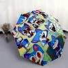 1 Stück Blaue Katze Outdoor-Regenschirm - Automatisches Öffnen/Schließen, Tragbares 3-fach faltbares Design, 8-Speichen-Eisenrahmen, Perfektes Geschenk für Fans, Reisende, Tägliche Nutzung.N048