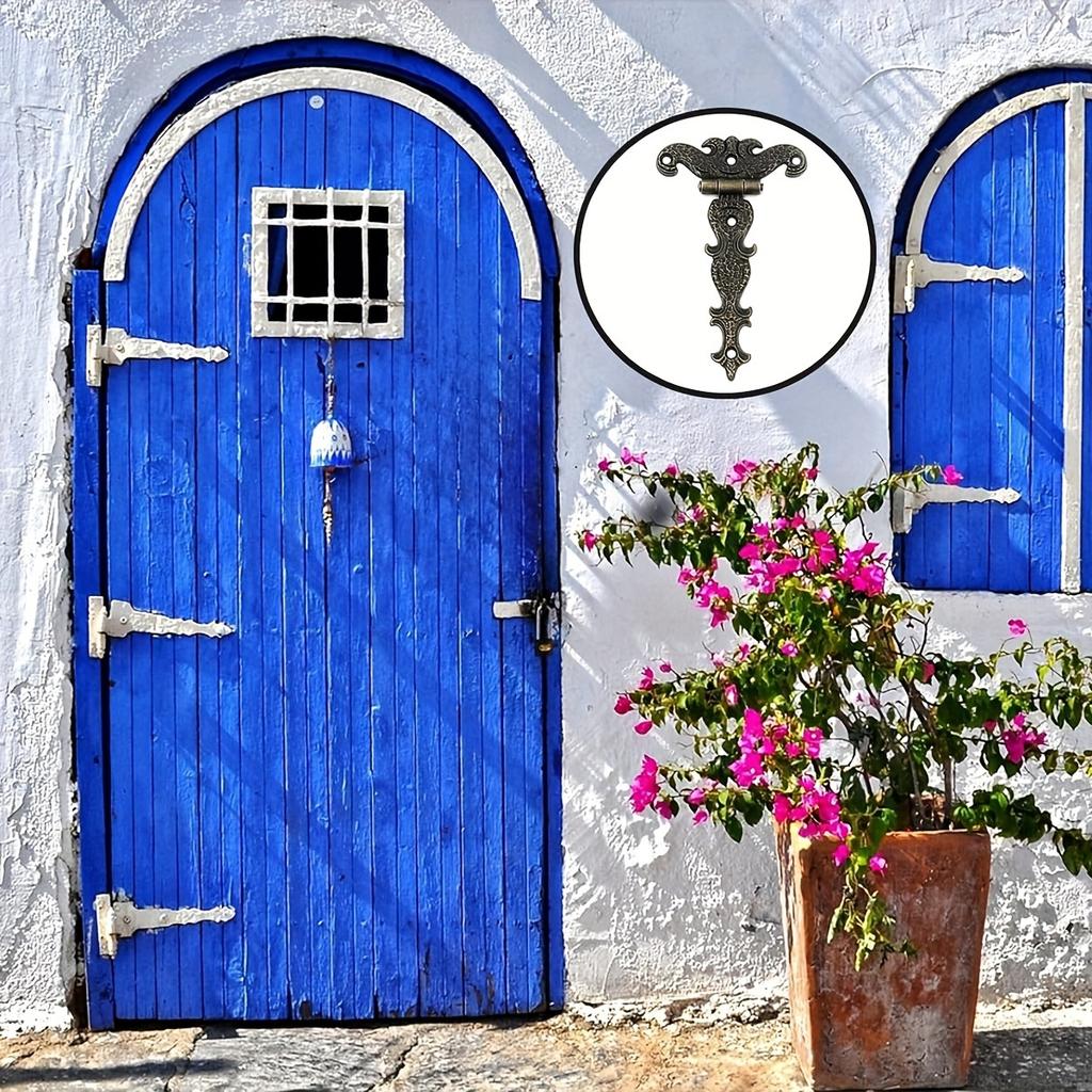 Balama T din 4/8 piese, Aliaj de zinc Bronz antic Decorativ în formă de T cu balamale Balama de ușă, Include șuruburi