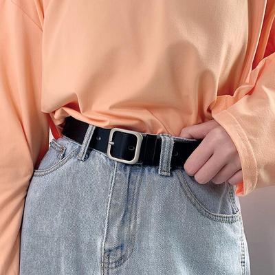 Koreanisch Chic Retro Rechteckige Silberschnalle Damenbreitgürtel für Jeans