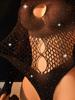 Rhinestone Sexy Lingerie For Women Sexy See Through Mesh Long Sleeve Bodysuit Waist & Back Hollow Out Detail Club Party Outfit