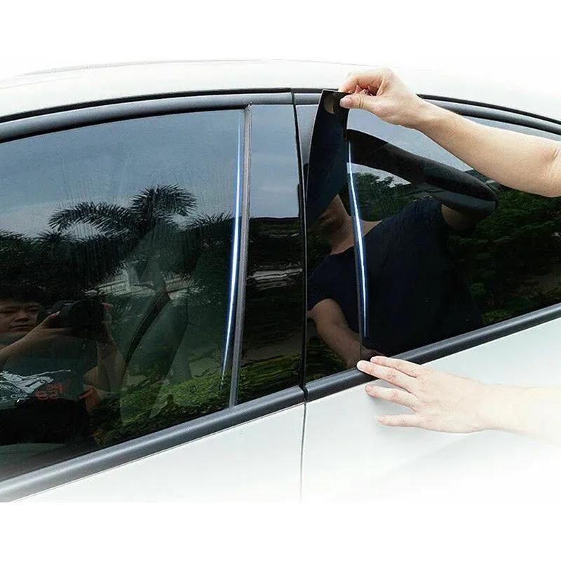 6PCS Glossy Black Pillar Posts Door Window Trim Decoration Stickers Fit For Toyota Fortuner / SW4 2016-    2024