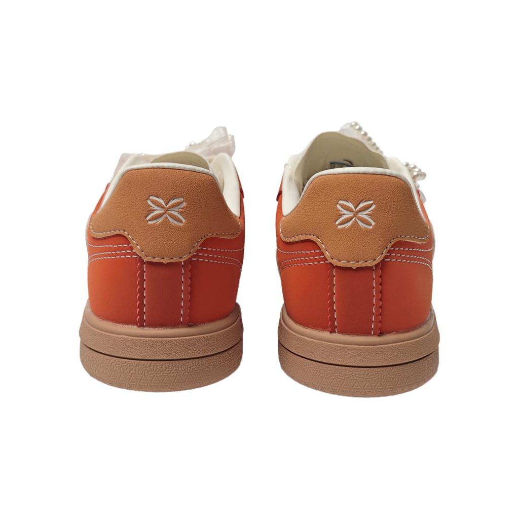 Anta Dream Garden Pearl Bow Trendy Lightweight Wear-Resistant Non-Slip Low-Top Dad Shoes Women Sneaker Flowing-Sand-Orange Creamy-White 122548038R-1