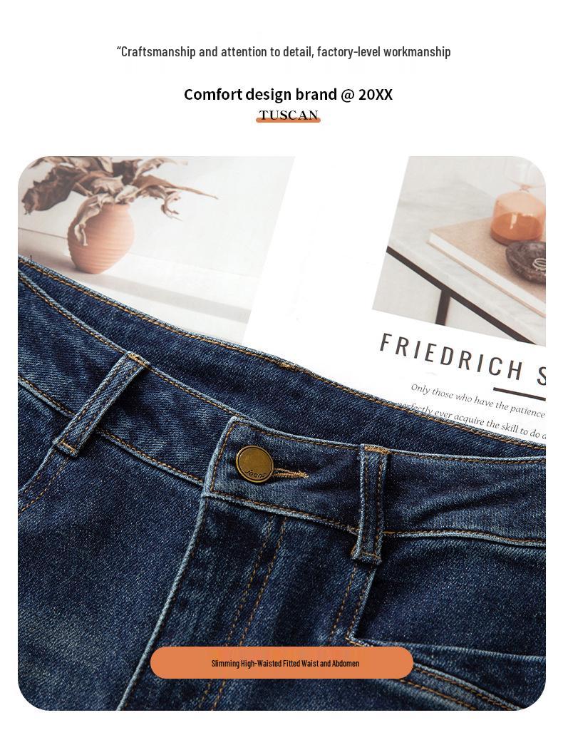 Women's Retro Blue High-Waisted Wide-Leg Jeans - Spring 2026 Collection