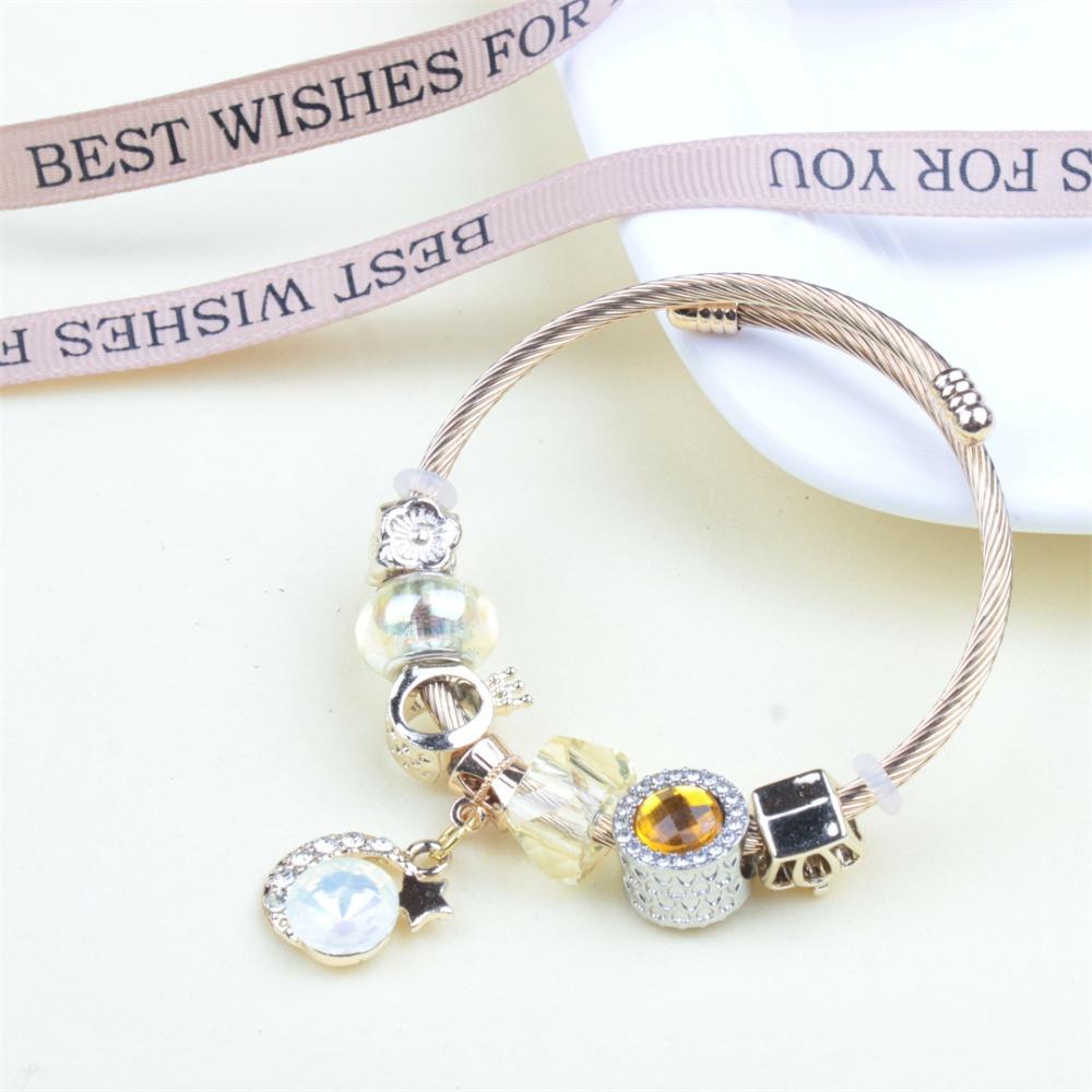 Beaded Bracelet Bangle Multi Element Stainless Steel Copper Alloy Open Spring Snake Bone Chain