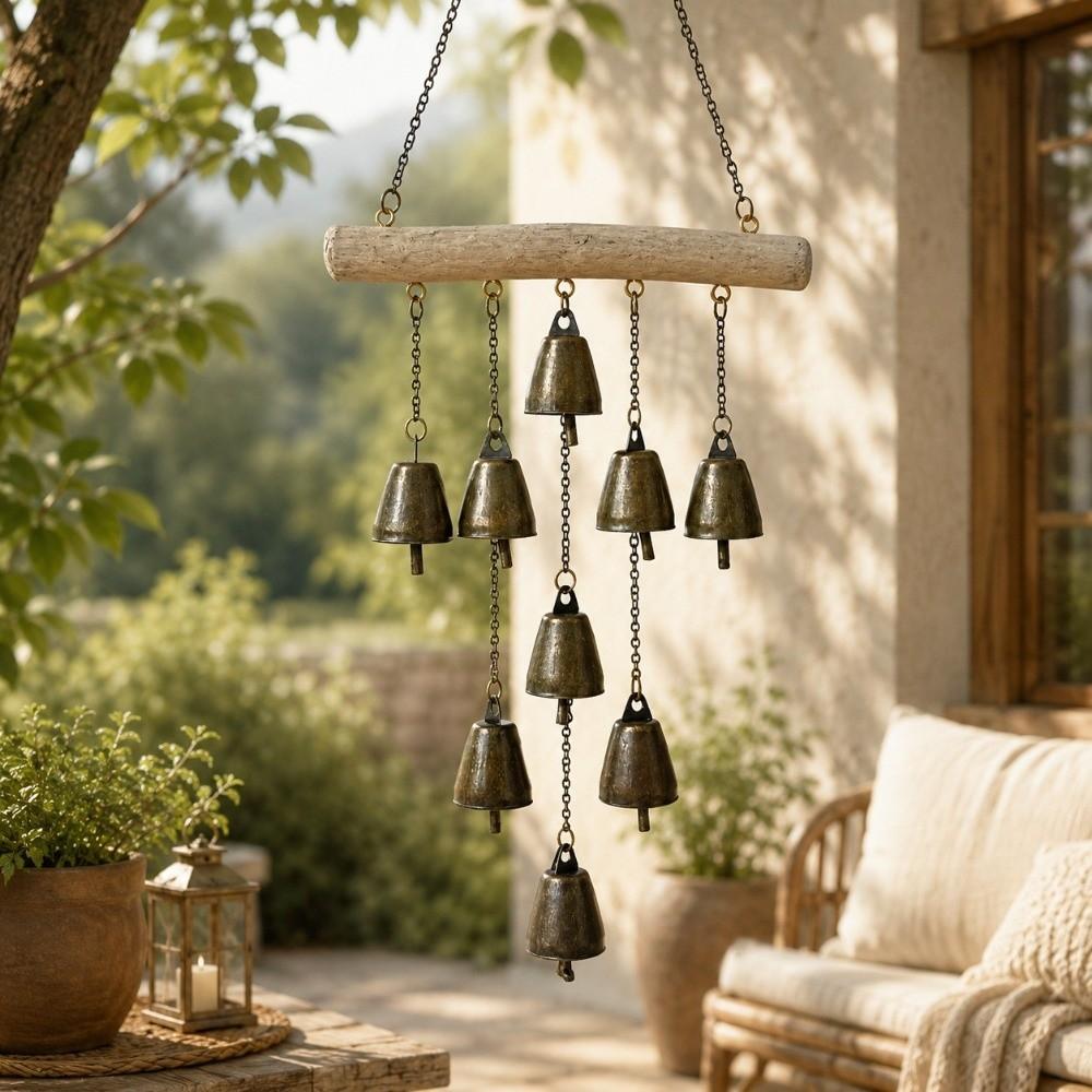 Metal Bells Iron Art Wind Chime Vintage Door Bell Decorative Chain Entry Door Reminder Outdoor