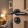 Black Iron Magnetic Silent Indoor Door Lock with Wooden Handle